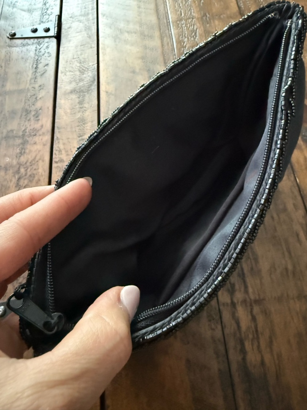 Classic Black Satin Tassel Clutch Zipper Bag Party Retro - Picture 3 of 5